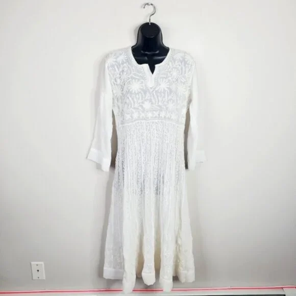 Vintage | Dresses | Vintage Beach Fairy Whimsical Boho Festival Folk Floral  Embroidered Midi Dress M | Poshmark